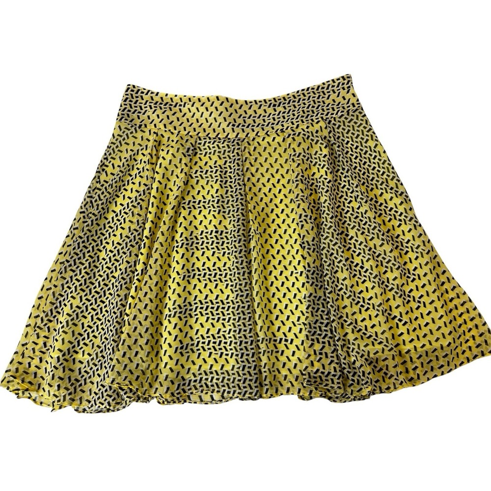 INC International Concepts Skirt Flowy Size 12‎ Yellow Geometric A-Line Lined - Picture 2 of 8